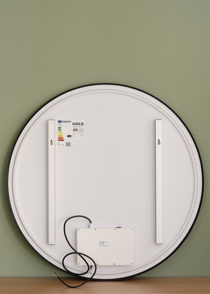 KAILA Огледало Circle LED Черно 80 cm Ø