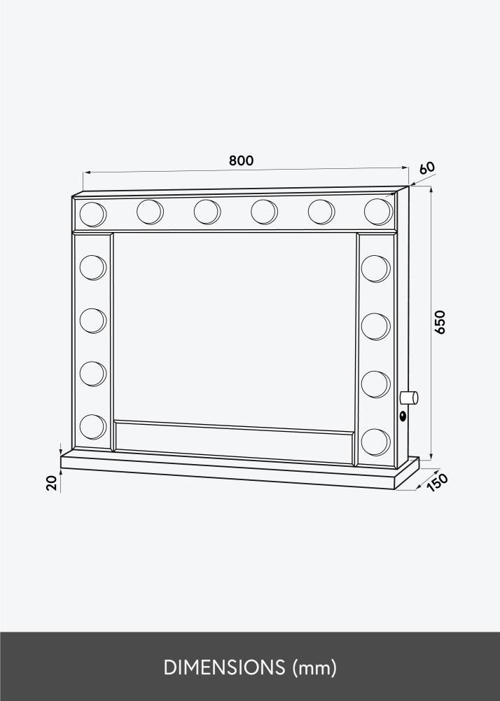 KAILA Козметично огледало Hollywood 14 E27 Сребро 80x65 cm