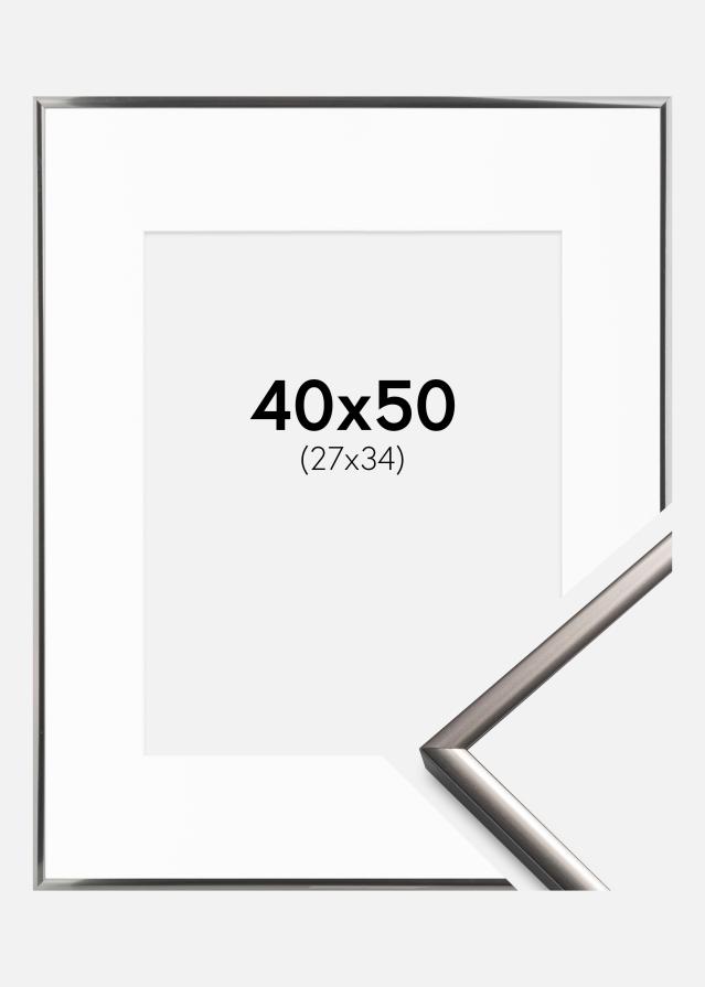 Рамка New Lifestyle Стомана 40x50 cm - Паспарту бяло 28x35 cm
