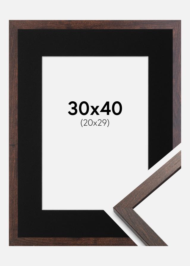 Рамка Trendy орех 30x40 cm - Паспарту Черно 21x30 cm