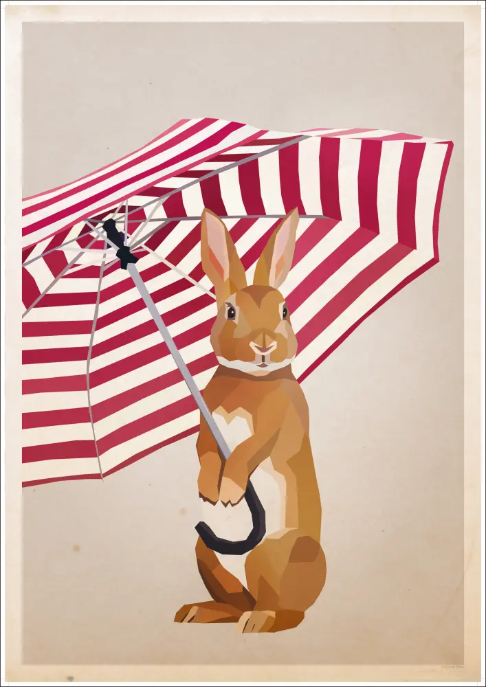 Rabbit with Umbrella Постер