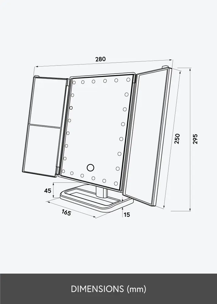 KAILA Козметично огледало Tri-Fold Magnifying бяло 20x30 cm