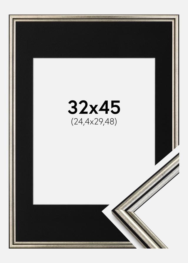 Рамка Horndal Сребро 32x45 cm - Паспарту Черно 10x12 inches
