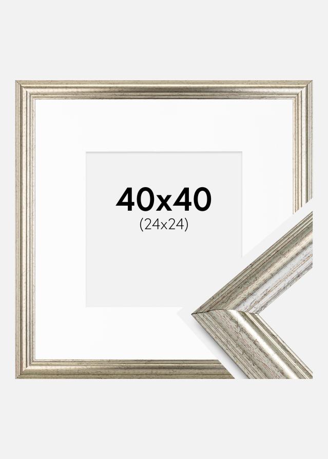 Рамка Västkusten Сребро 40x40 cm - Паспарту бяло 25x25 cm