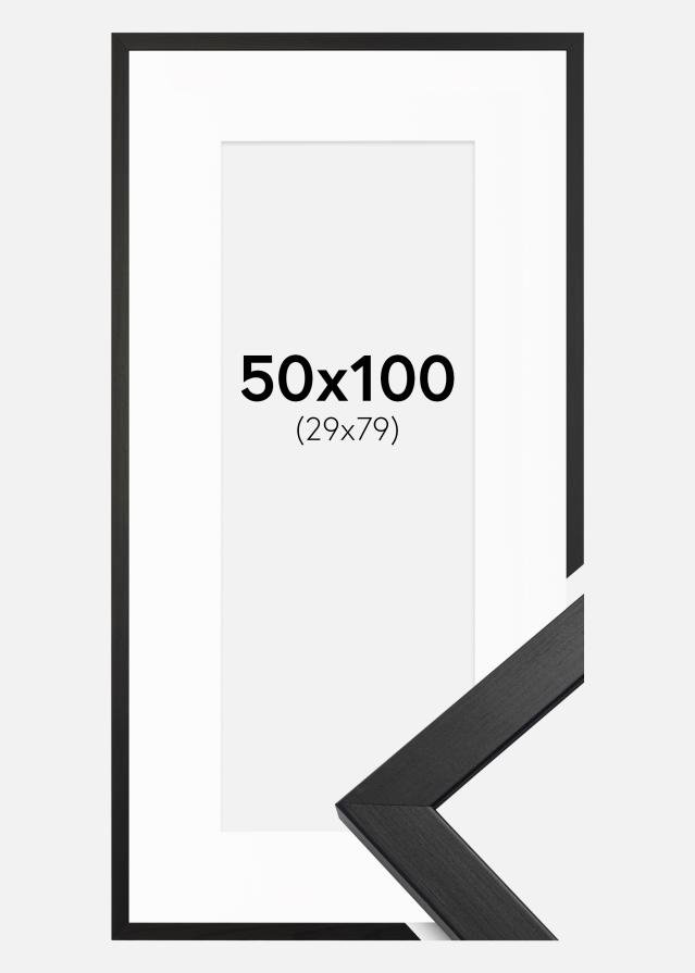 Рамка Стилен Черно 50x100 cm - Паспарту бяло 30x80 cm