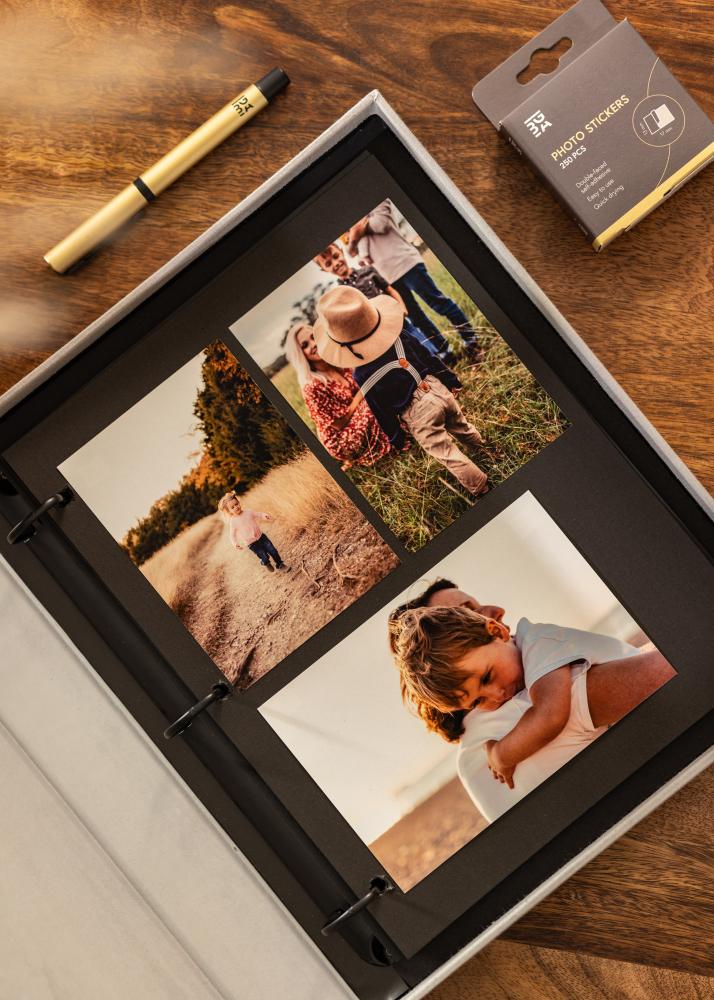 KAILA THROWBACK Grey - Coffee Table Photo Album (60 Черни Страници / 30 листа)