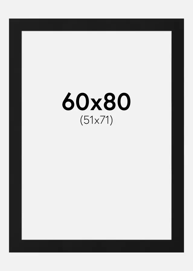 Паспарту Черен Стандарт (Бяло Ядро) 60x80 cm (51x71)