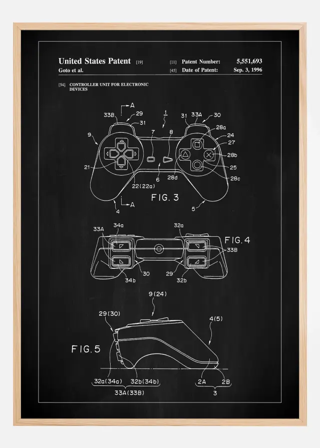 Patent Print - Game Controller II - Black Постер