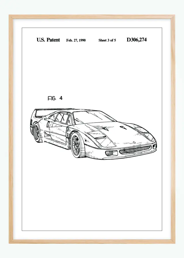 Патентен чертеж - Ferrari F40 II Постер