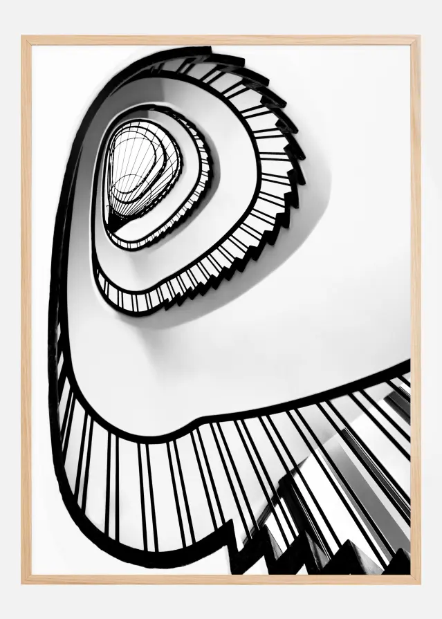 Spiral stairs BW Постер