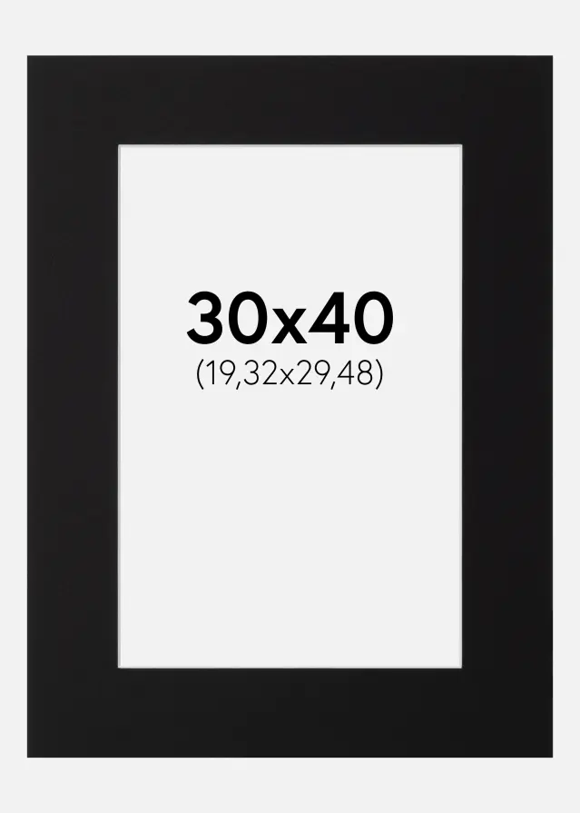 Паспарту Черно Стандартен Бяло ядро 30x40 cm (19,32x29,48)