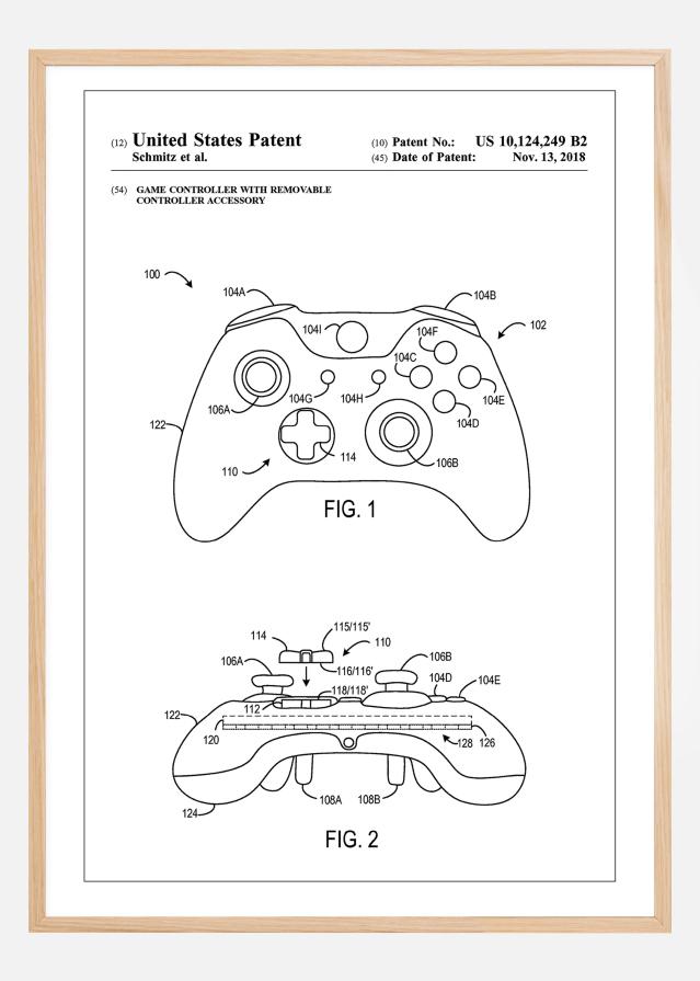 Patent Print - Game Controller III - White Постер