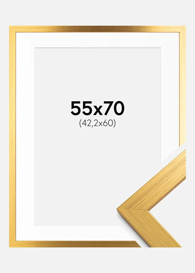 Рамка Gold Wood 55x70 cm - Паспарту бяло 43,2x61 cm (A2+)