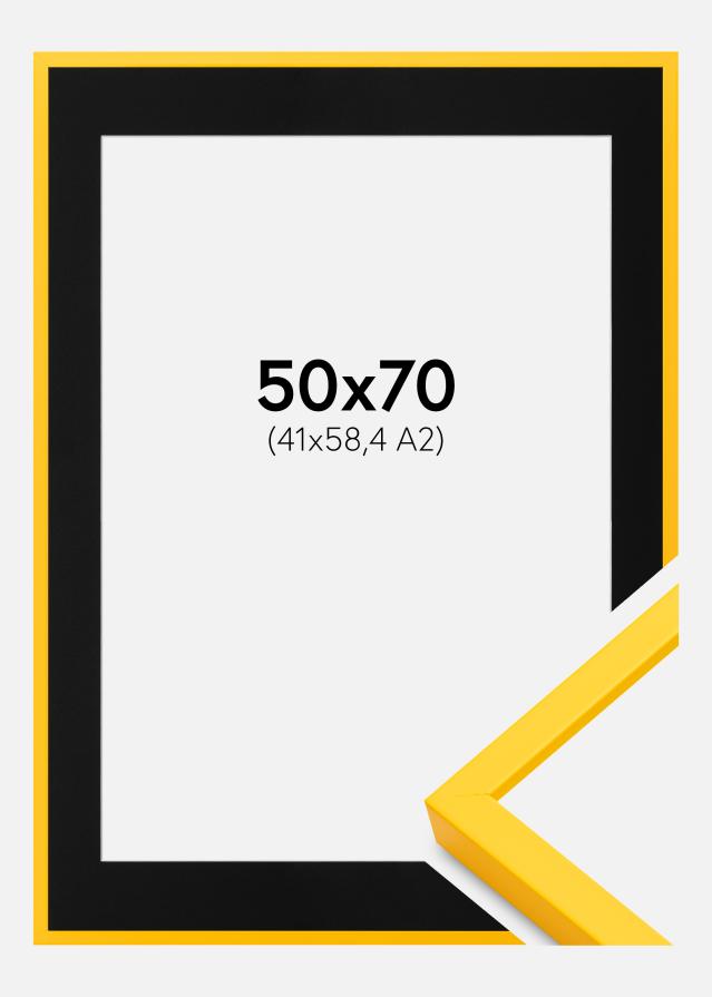 Рамка E-Line Жълто 50x70 cm - Паспарту Черно 42x59,4 cm (A2)