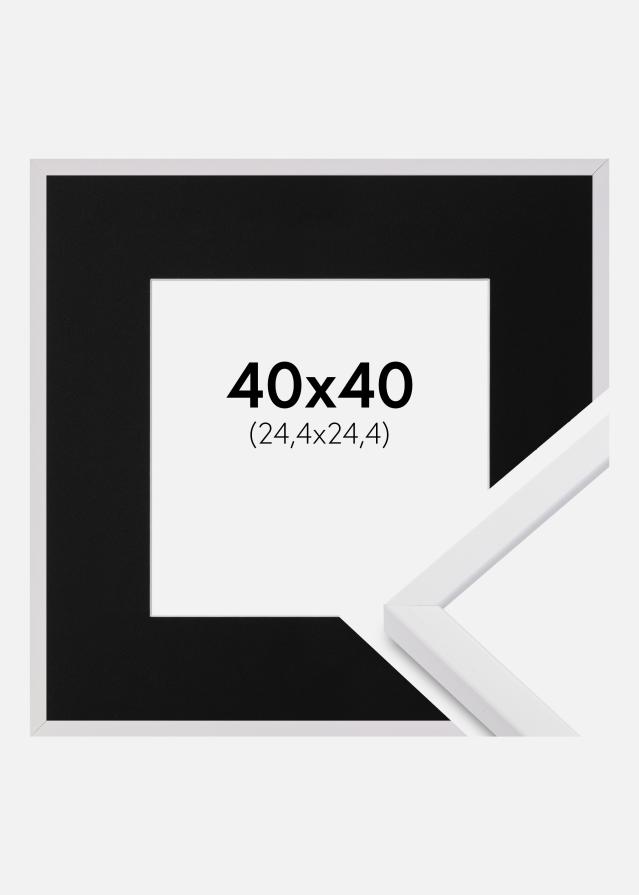 Рамка E-Line бяло 40x40 cm - Паспарту Черно 10x10 inches