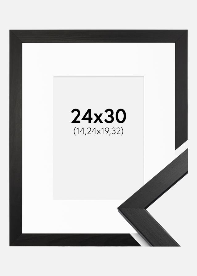 Рамка Стилен Черно 24x30 cm - Паспарту бяло 6x8 inches