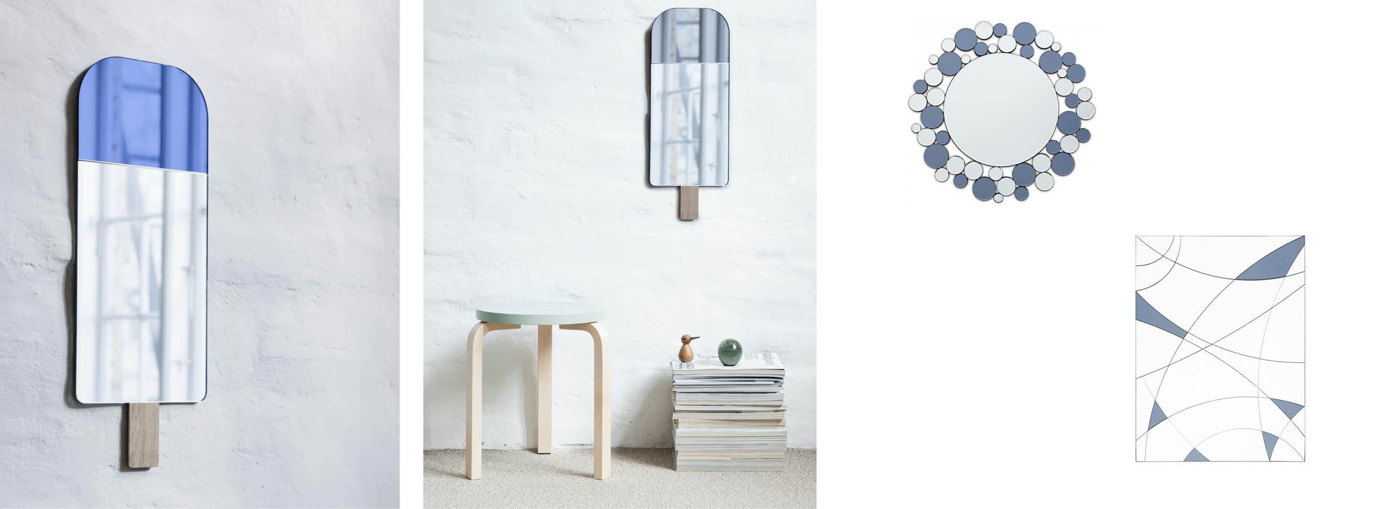 колаж със сини огледала