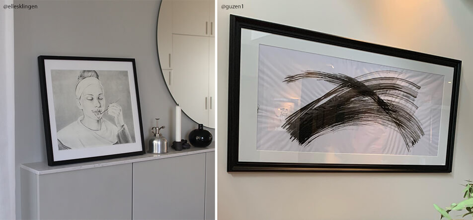 Две черни рамки по размер с черно-бели мотиви