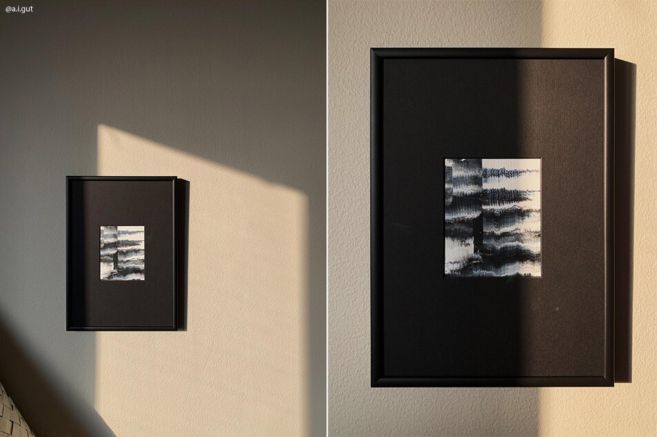 Черно паспарту по размер за черно-бял мотив