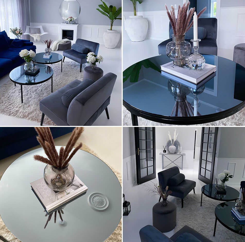 Огледално масичка - масичка със сиво огледално стъкло