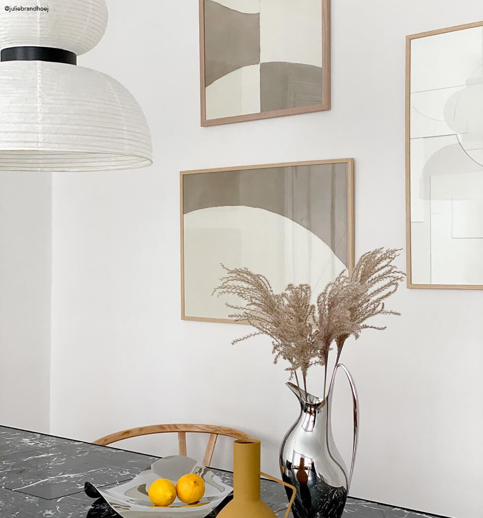 Стена с картини кухня - 3 дъбови рамки с графично изкуство