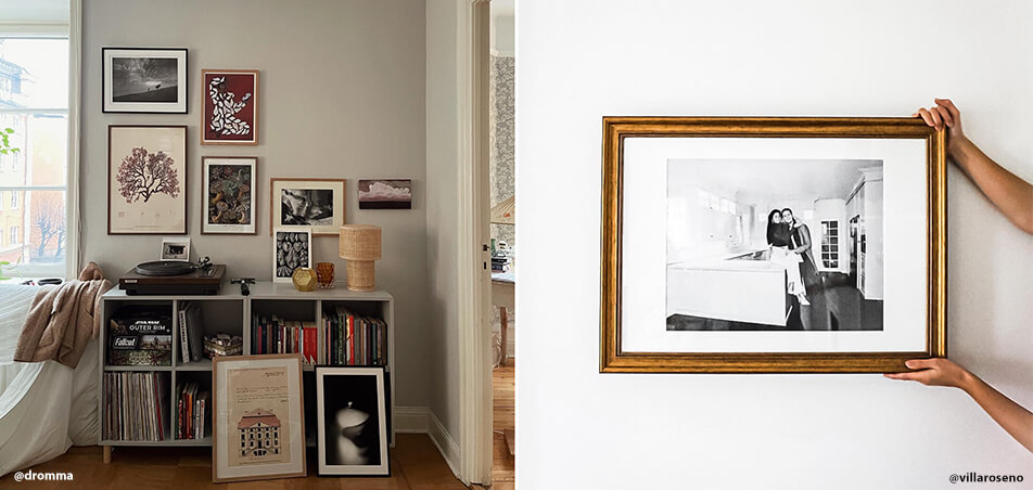 Различни рамки за картини в хола