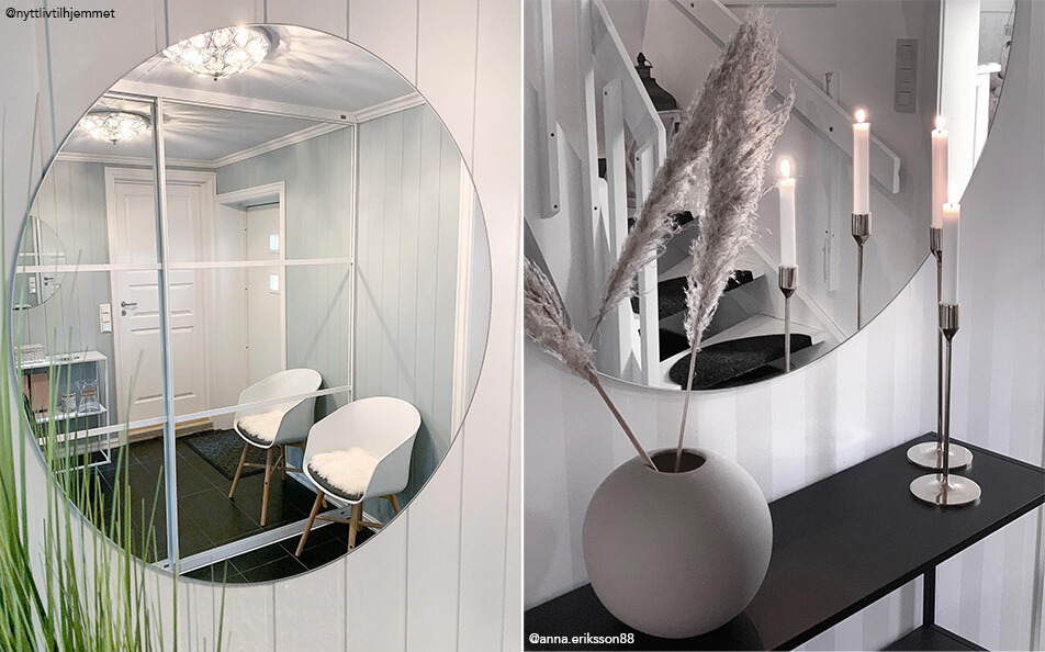 Интериор на коридор – кръгли стенни огледала