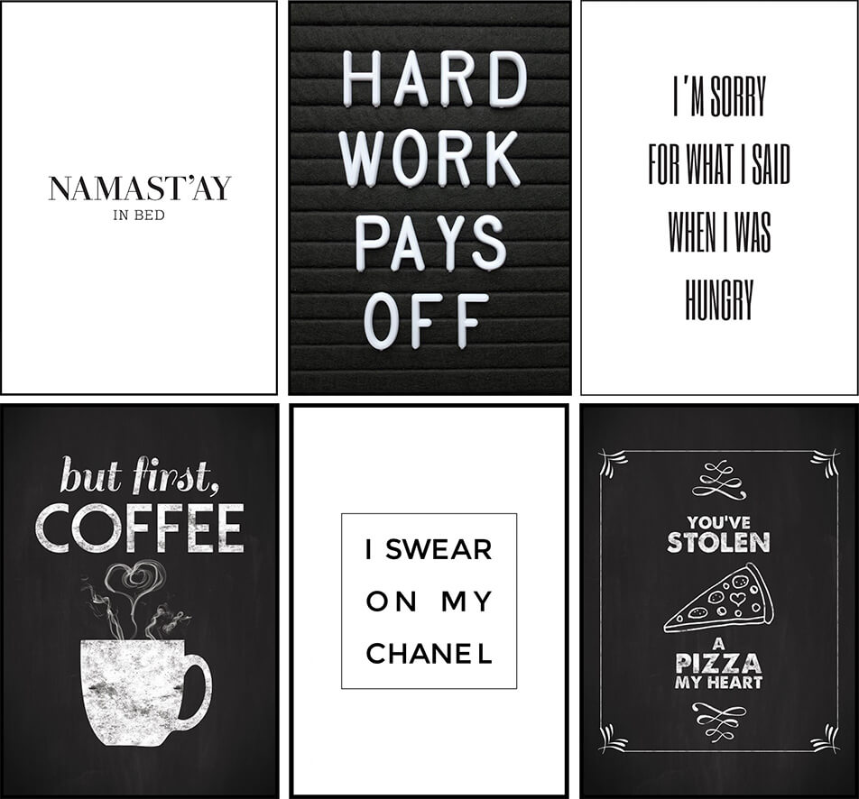 Черно-бели постери с текст и цитати